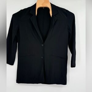 Eileen Fisher Women Black 2 Button Lightweight Stretch Blazer Jacket Cardigan XS